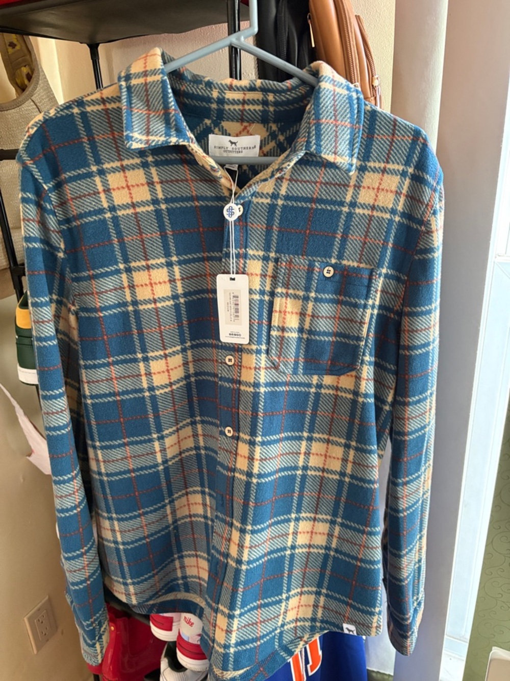 Simply Southern Blue and Cream Plaid Button-Down Shirt
